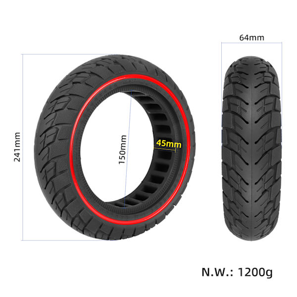 Ulip10*2.5 inre ihålig honeycomb punkteringsfri däck Max G30 scooter 60/70-6.5 massivt däck 10 tums däck Svart