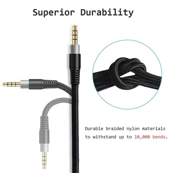 Flettet Kabelforlængerkabel til HyperX Cloud Headset Kabel Lydstyrke Kontrol B
