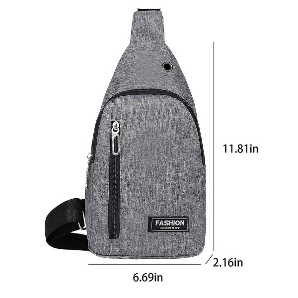 Liten Sling Bag Crossbody Bröst Axel Vanntett Sling Håndveske En Rem Reiseveske For Menn Kvinner Gutter Med Hodetelefonhull C C