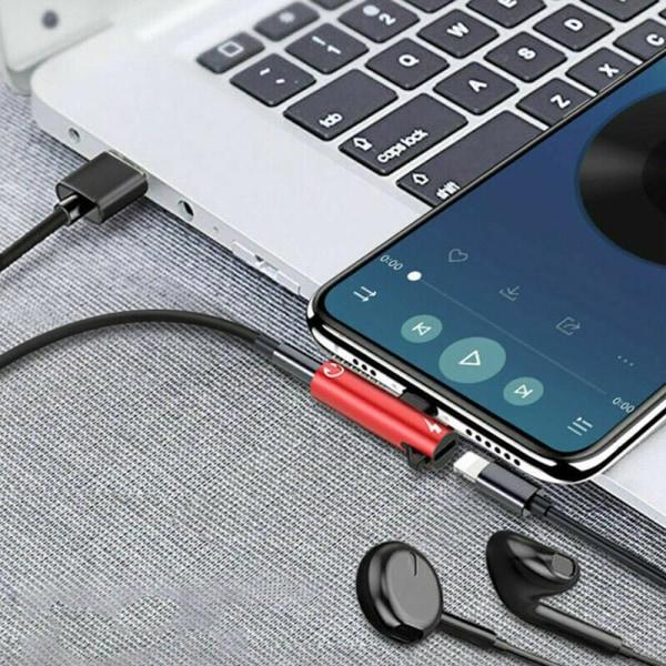For iPhone 8 7 Plus X Lightning til 3,5 mm Aux-hodetelefonlader J Gold Gold