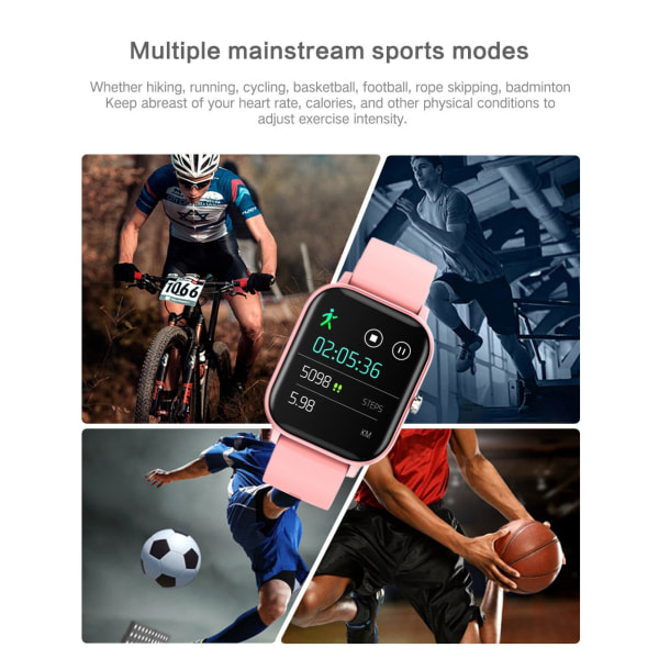 Färgskärm Smart Watch Damer Män Full Touch Fitness Tracker Blodtryck Smart Klocka Dam Smart Watch För Xiaomi rosa
