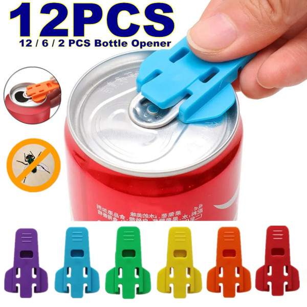 Enkel bærbar flaskeåpner gjenbrukbar enkel boksåpner forseglet drikke øl cola åpner lokkfjerner kjøkkenutstyr campingverktøy 6pcs mix color