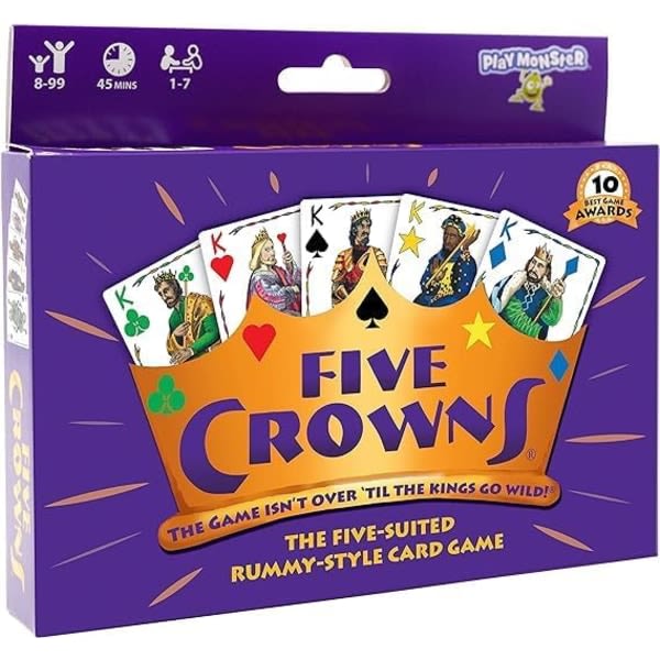 Five Crowns Poker Board Game Card, ett må spille for familiesammenkomster, kortspill for unge voksne, familie og venner mer glädje