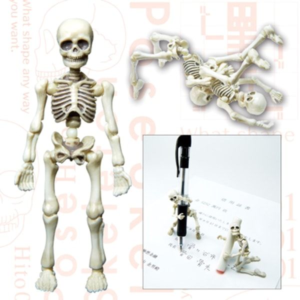 Mini Skelet Actionfigur Halloween Indendørs Dekoration Menneskeskelet Prank Props Nyhedsfest Spøgelsesrum Skrivebordsdekoration null - B
