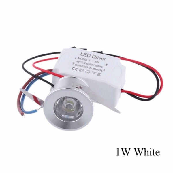 1/3W Infälld Mini Spotlight Lampa Takmonterad LED Downlight Hvid 1W White 1W
