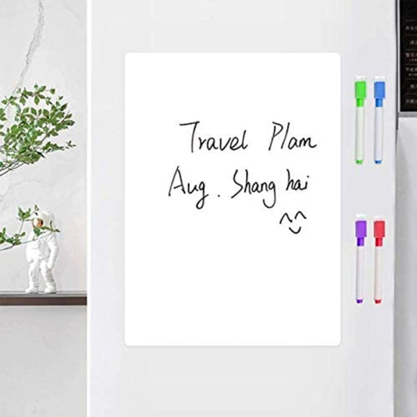 Magnetisk whiteboard-ark med suddgummarkörer för kylskåpsinköpslista null - 3