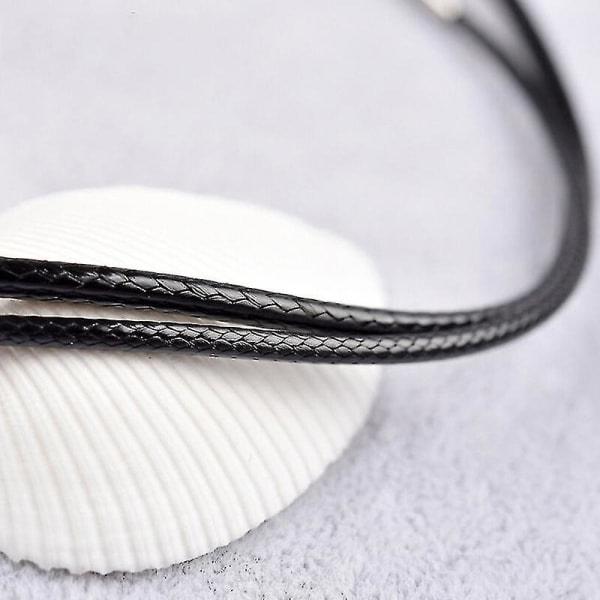Svart vokslær snor halskjede med vridd spenne i rustfritt stål, choker, tau smykke S 2.5MM