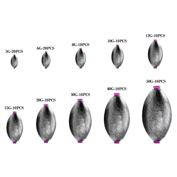 10/20 st Fiskeblysänkor Fiskeviktsänkare 10G-10ST