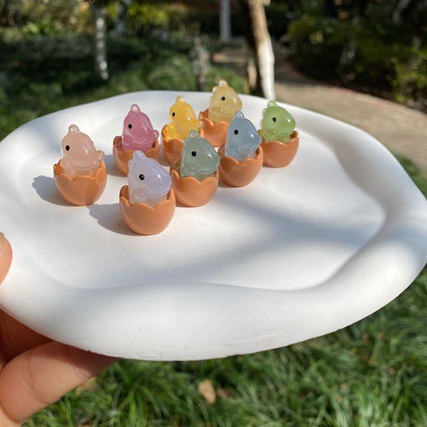 8 stk Mini Cartoon lysende pyntegjenstander i Resin til bilinnredning - Tilfeldig farge 8 stk Random Color 8Pcs