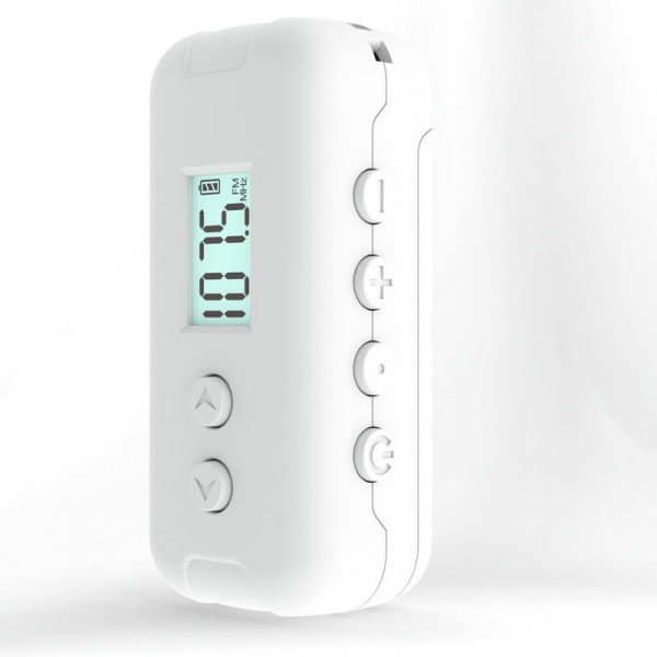 Pocket FM-radio Bärbar Mini DSP-radio Utomhussport Handhållen Vit