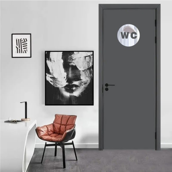Toalettskyltar Självhäftande Badrumsskyltar Tjock Akryl Runda WC-Dekaler för Dörr Guld