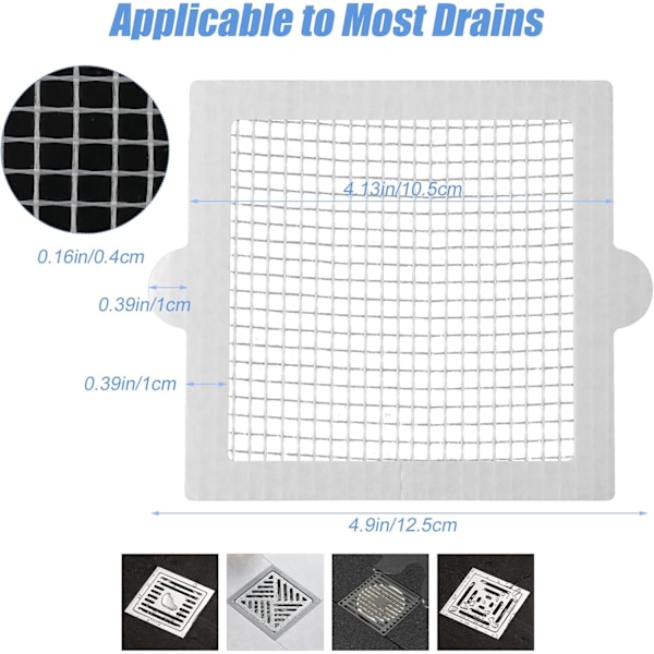 30 st självhäftande hårfällor för avlopp, hårfångare för badkar, hårsil, hårfälla, hårsil för badrum/badkar/kök/tvättställ (fyrkantig)