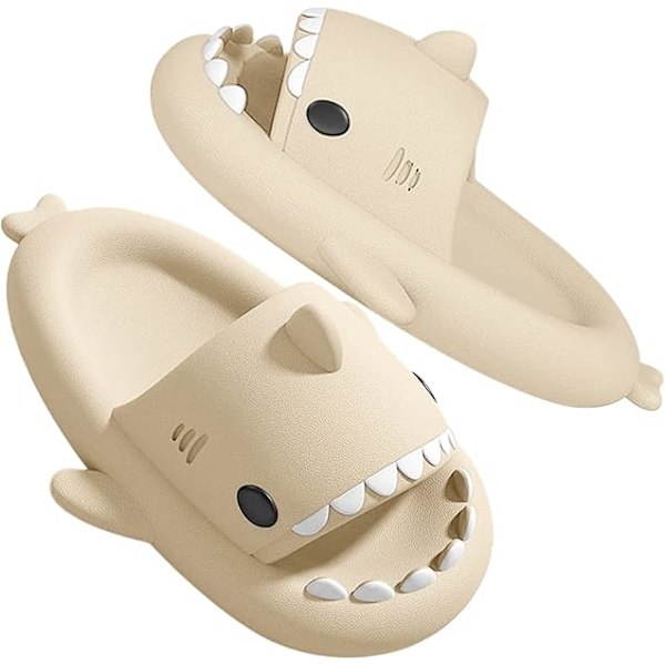 Shark Flip Flops til mænd og kvinder, skridsikre poolsandaler med tyk sål, beige Beige 42/43