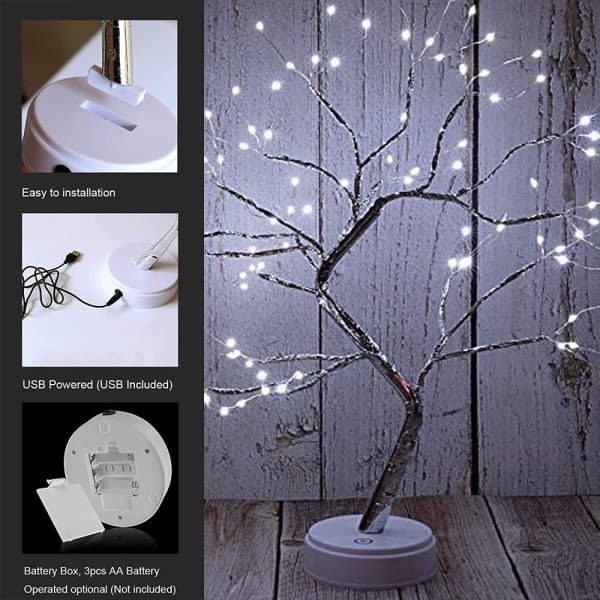 Tree Light 108 LED Shimmer Branches Batteri og USB Drives hvid