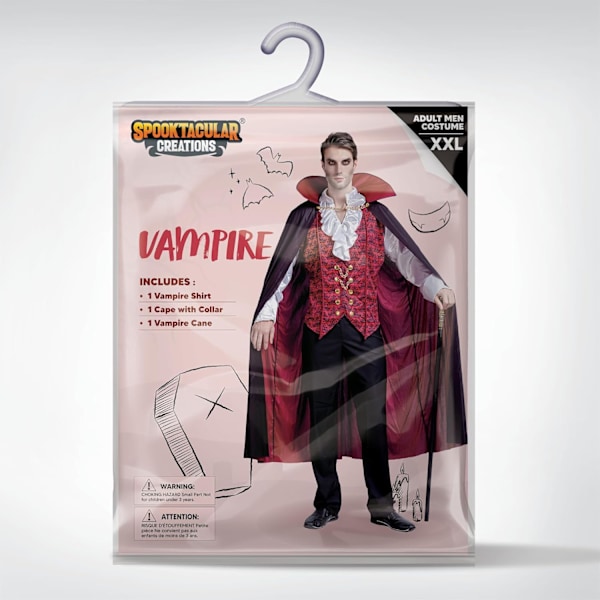 Renässans & Medeltida Läskig Deluxe Vampyr Kostym för Halloween Herr Rollspel Synder & Cosplay Röd XL