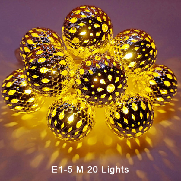 Jern marokkansk LED Solar Ball String Ljus Romantisk Fairy String E1 one size E1 one size