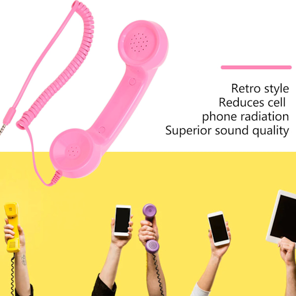 Retro-puhelinluuri Monitoiminen Säteilyturvallinen Kännykkävastaanotin Matkapuhelimille Tietokoneille Pinkki Pink
