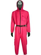 Halloween-erbjudanden Squid Game 2 Vuxen Triangelvakt Jumpsuit + Mask Triangulär M Triangular M