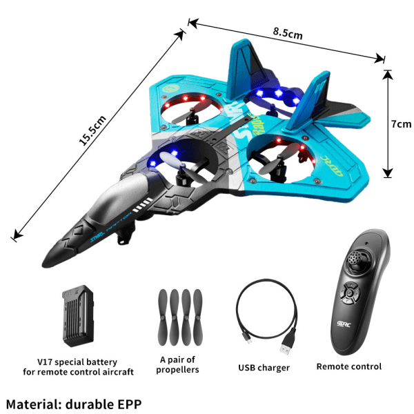 V17 RC Kaukosäädin Super Fighter Lentokone Lahja Lapsille Sininen