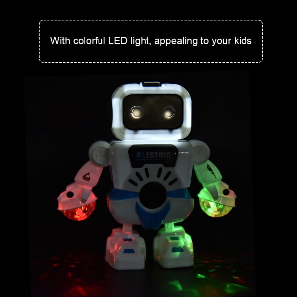 Elektronisk smart romdansende robot med musikk blinkende LED-lys gående leker gave til barn