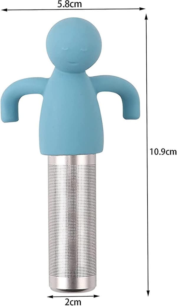 2 stk rustfritt stål silikon teinfuser, hengende tefilter teinfuser for løsbladte silikon teinfuser for tekanner, kopper og krus (blå)