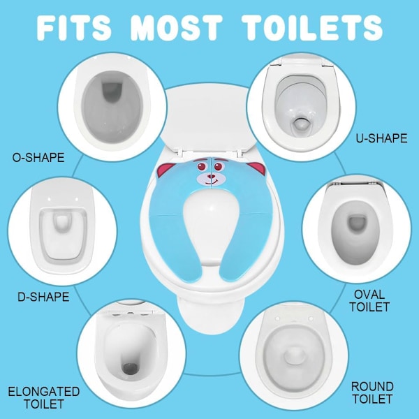 Fällbar Resetoalettstol för Barn med Toaletträningsprisdiagram BLUE