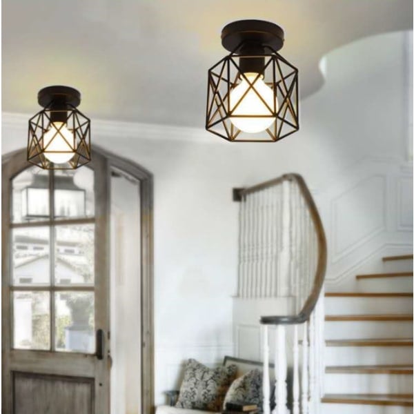 Svart nordisk minimalistisk liten taklampe kreativ gang korridor lampe hall veranda personlighet jern gang lampe