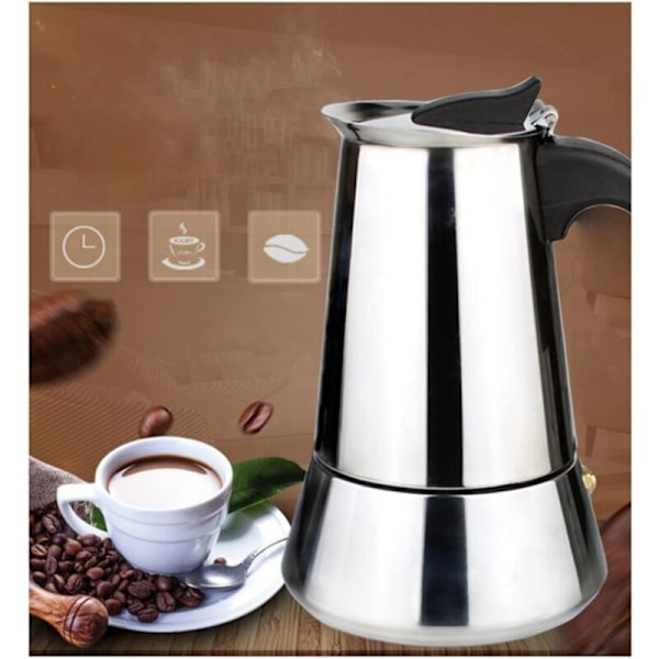 Italiensk Moka-kanne, Rustfritt Stål, 6 Kopper, 300ml, Kompatibel med Alle Varmekilder