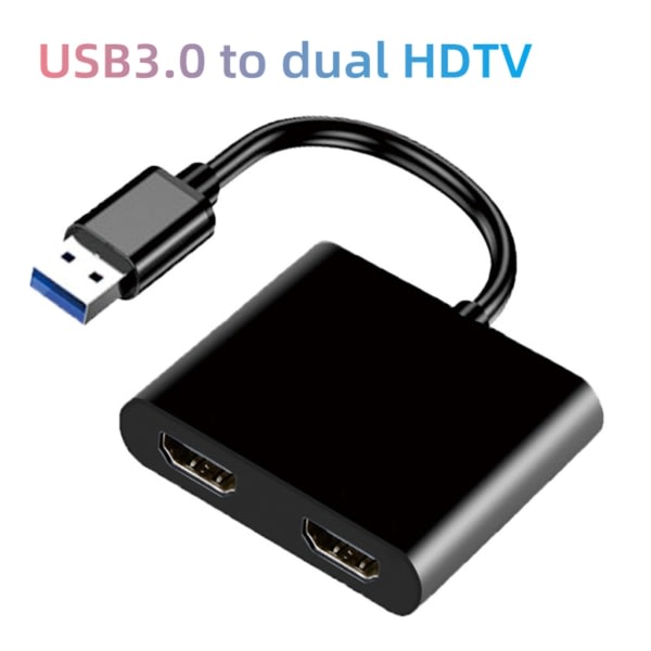 3-i-1 USB-dockningsstation Hub 5 Gbps-adapter USB 3.0 till dubbla HDMI-kompatibla omvandlare för telefon TV-multiport videoadapter