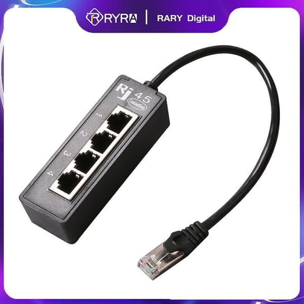 Ryra RJ45 1 hane till 4 hona LAN Ethernet-uttag 2/3-portars splitter Ethernet-kabel