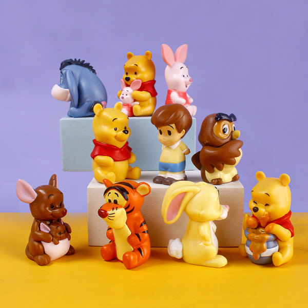 10 stk Disney Anime Figur Nalle Puh Tigger Nalle Bursdag