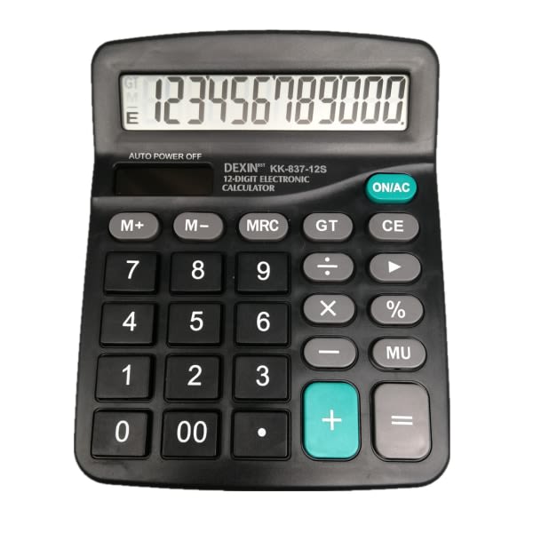 Miniräknare, 12 siffrig Dual Power handhållen skrivbordsräknare med stor LCD-skärm, stor känslig knapp