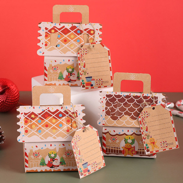 4st Christmas House Form Candy Box God Juldekoration A