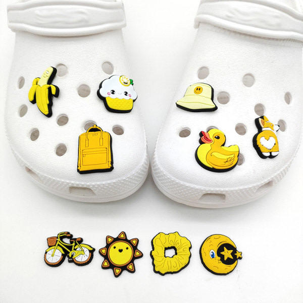 10 STK Gule Croc Charms Sko Dekoration til Clog Sandaler Sko Tilbehør CDQ