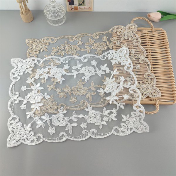 Eurooppalainen Luksus Kultainen Gaze Spetsin Alusmatto 42*30CM Pöytäalusmatto Beige