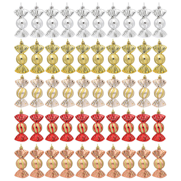 5 stk julegodisophæng Rød slikkepind Xmas Tree H Guld one size Gold one size