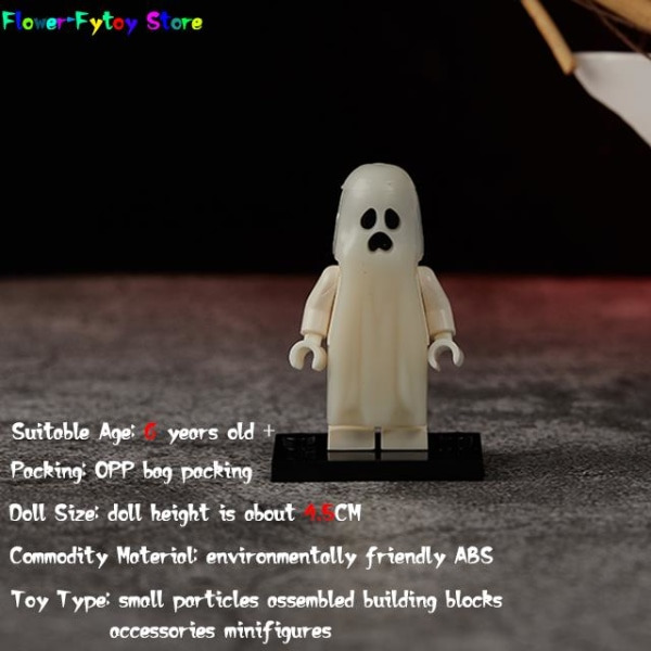 Kauhu Halloween -sarja Rakennuspalikat Loistava hymyilevä & itkevä haamu Malli Actionfiguurit Pienet palikat Leikkikalut lapsille Oletusotsikko