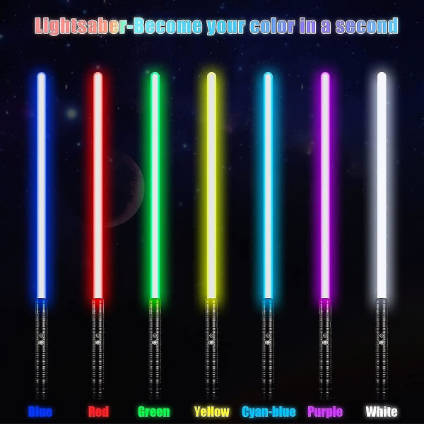 Lysende lyssabel lasersværd RGB 7 farver udskifteligt elektronisk lyssabel lyd (1. sort)