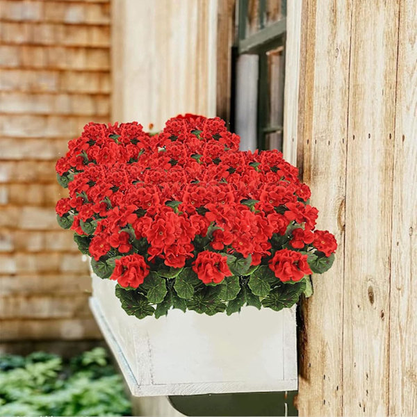14,2 tum konstgjorda pelargoner, falska röda sidenblommor buske för trädgårdsdekoration (1 st) 1