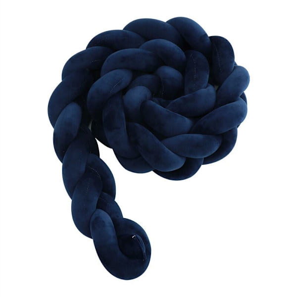 Baby Krybbe Bumper - 3 Flet Baby Pude Slange Flettet Bumper Velvet Seng Beskytter Bumper Børneværelse til Nyfødte Soveværelse Indretning med, Navy Blå—4M