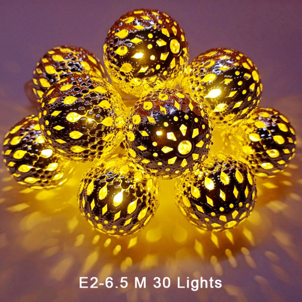 Jern marokkansk LED Solar Ball String Ljus Romantisk Fairy String E2 one size E2 one size