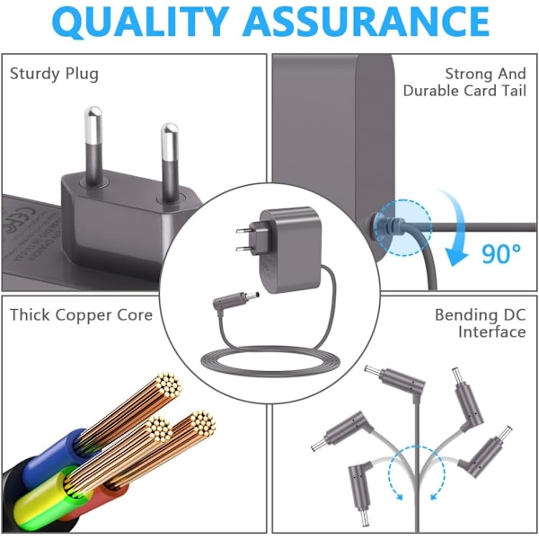 30,45V oplader til Dyson V10, V11, V12, V15, støvsuger, støvsuger netoplader, trådløs støvsuger, strømforsyning