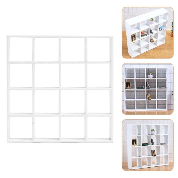 Miniatyyridokkikaappi Miniatyyridokkikaappi Tarvikkeet Mini kirjahylly Työpöytä Mini Puukaappi Valkoinen White 16.5X16.5cm