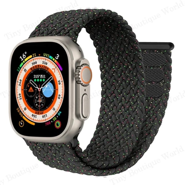 Flettet Solo Loop for Apple Watch Ultra band 49mm 45mm 41mm 44mm 40mm 42mm rem armbånd iWatch serie 9 7 SE 8 6 5 4 3 band B-unity B-unity 38 40 41mm-L