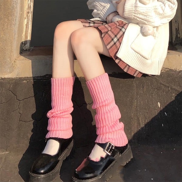 Dam Lolita Strømper Søde Piger Pile Pile Strømper Benvarmere Bold Sort One Size Black One size
