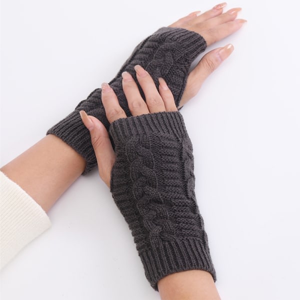 Nya Halvfingerhandskar Kvinna Höst och Vinter Värme Fingerle Dark gray style 7 Dark gray style 7
