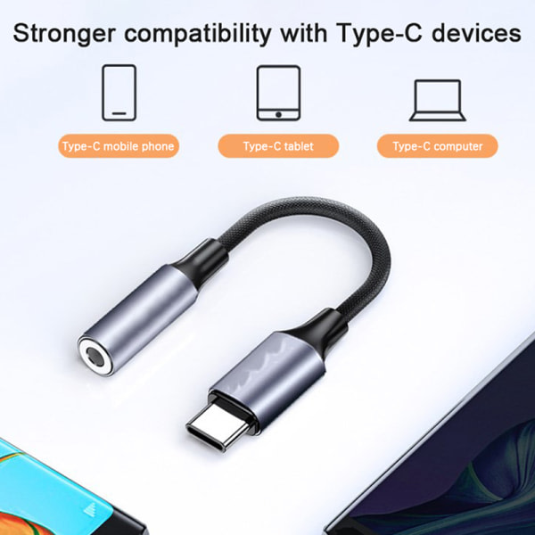 Armbåge USB Typ C till 3,5 mm Aux Adapter Jack o Kabel Hörlurshytt B