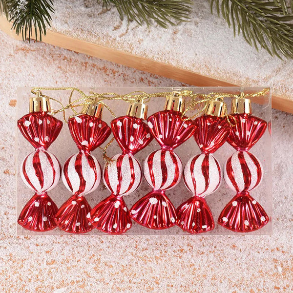 6 kpl Joulu Lollipop Candy Cane -riipus Joulukuusi Koriste tai A1 yksi koko A1 one size