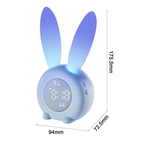 Børnevækkeur, søde natlamper til børn til piger Drenge Toddler, temperaturkalender, pekkontrol og snoozing med 1500 mah opladning