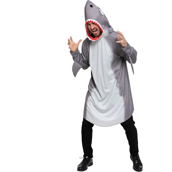 Voksen mænds haj kostume til Halloween, kostumefest, trick or treat, cosplay fest GRAY XL
